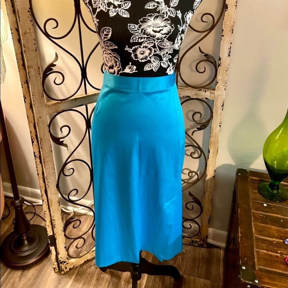 Turquoise Blue Satin Pinup Girl Pinup Couture Pinup Stars Skirt